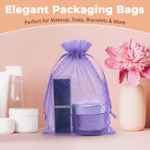 Crweety 50PCS Organza Bags 3x4 Light Purple Small Gift Bags Mesh Drawstring - color: Lavender Purple