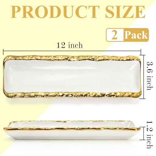 SOUJOY 2 Pack Ceramic Cracker Tray, Elegant Platter for Party Display Food