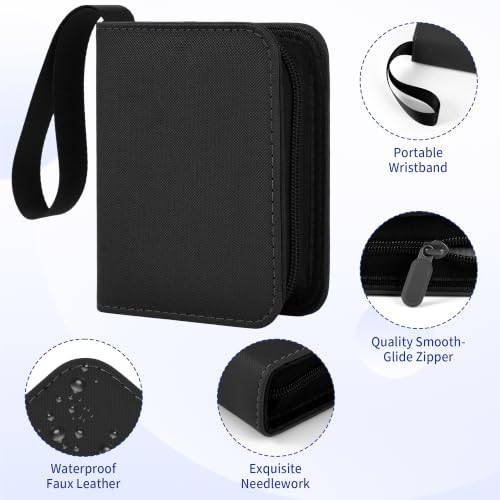 1 Pocket Card Binder with Zipper, 100 Pockets Mini Trading Card Album, Premium PU Leather Single Card Binder, Small Display Folder for TCG & Sports Cards-Black - color: Dark Black