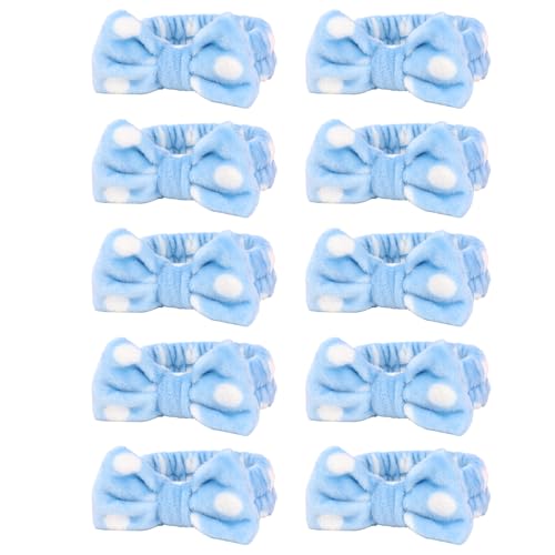 10 Pack Blue Polka Dot Spa Headbands - color: Dot blue