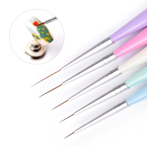 10Pcs Nail Art Brush Kit Double-end Dotting Pens Nail Fine Liner Brushes for UV Gel Polish Acrylic Nails 10 Sizes Dotting Drawing Pens Nail Art Design Tool