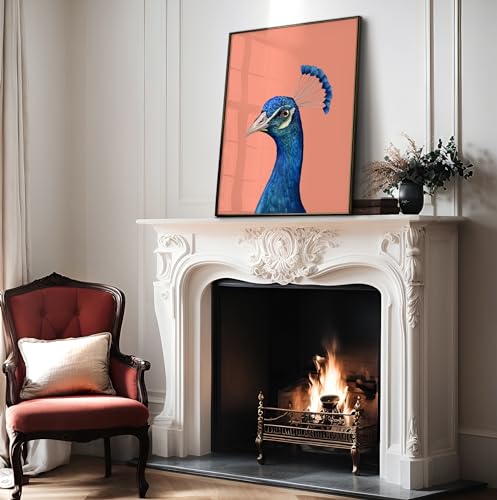 Poster Master Peacock Print - Bird Portrait Poster - Trendy Art - Minimal Wall Design - Gift for Men, Women & Animal Lover - Aesthetic Decor for Dorm, Living Room or Bedroom - 8x10 UNFRAMED Wall Art - color: Style-18, size: 8"L x 10"W