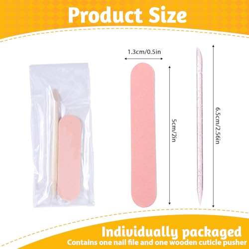 20 Sets Disposable Manicure Kit, Mini Nail Files Disposable Cuticle Pusher Stick Mini Buffer for Press on Nails Double Sided Nail Files Manicure Tools