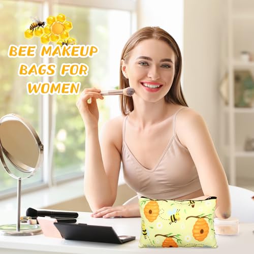 Eaasty 20 Pieces Bee Gift Set Cute Sticky Notes with Pens, Pencil Bags Makeup Bags, 3 x 4 Inch Animal Notepads, Funny 1.0 mm Ballpoint Pens, Office Pink Bow Party Supplies for Women - style: Bee