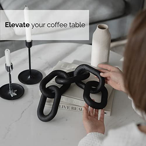 PEAKOLY Wood Chain Link Decor - Modern Coffee Table Decor Items, Black Chain Decor for Coffee Table, Wooden Decorative Chain, Bookshelf Decor, Shelf Decor Accents, Table Decorations for Living Room - color: Black