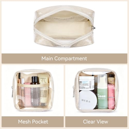 WLLWOO Clear Makeup Bag Mini Cosmetic Pouch Travel Toiletry Organizer - color: 1pcs-Mini-Beige