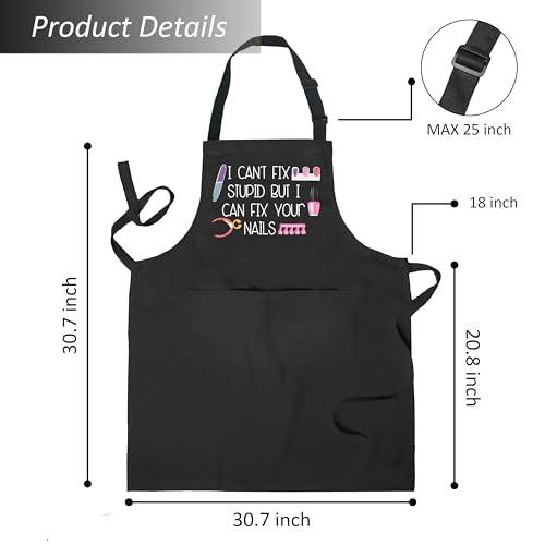 Nail Tech Aprons for Women with Pockets, Gifts for Nail Techs Technicians Artists Manicurists, Peace Love Nails - color: 2 Nail Tech Apron