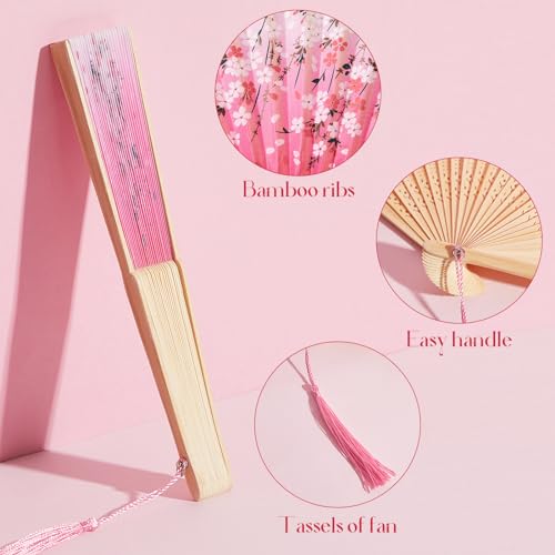 Yulejo 20 Pcs 8.27" Japanese Fan Chinese Folding Hand Fans with Tassels - style: Fresh Style