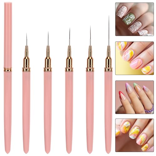 15 - Piece Nail Art Liner Brush Set | 3 Colors (Black, Purple, Pink) for Intricate Nail Designs - color: 3 Pcs - Black & Pink & Purple
