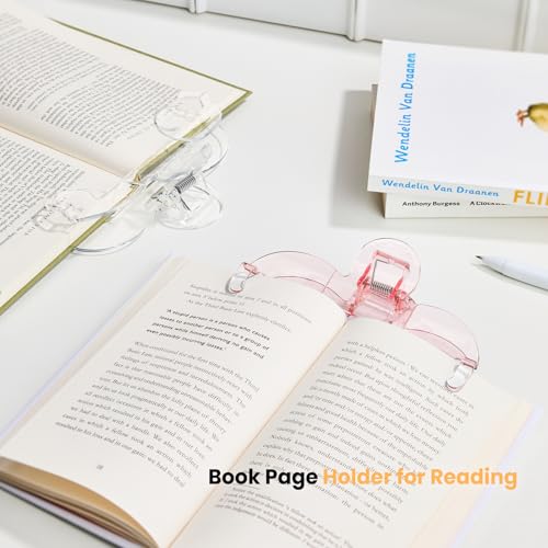 Transparent Book Page Holder for Reading, Large Book Clip, Pink - color: Pink