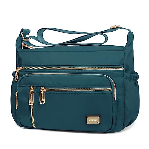 NPBAG Crossbody Bag for Women, Shoulder Purse Handbag Messenger Bag, Trendy Pocketbooks, Waterproof and Multi-Pockets - color: Teal Blue