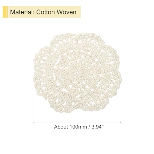 Crochet Doilies, 4Pcs 4" - Cotton Woven Fabric Coasters, Lace Round Handmade Coasters with Floral Pattern for Wedding Party Decoration (Beige)
