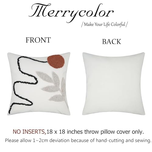 Merrycolor Abstract Boho Pillow Covers Tufted Mid Century Modern Throw Pillows Minimalism Aesthetic Textured Pillow Cover Sun Leaf Boho Pillows Decorative Throw Pillows for Bed Couch Sofa,18x18 - color: Style a, size: 18" x 18" (Pack of 1)