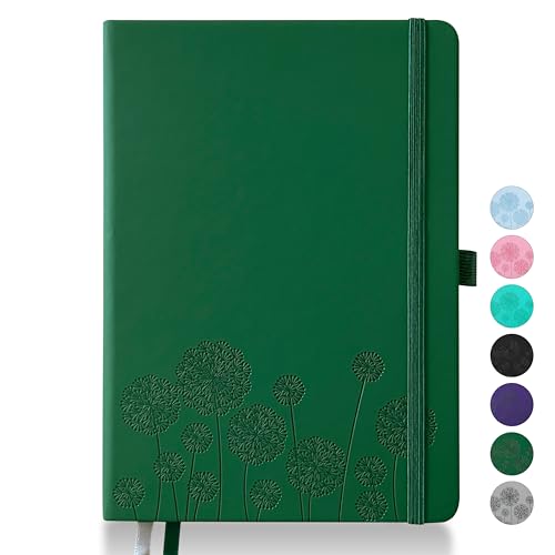 Notebook Journal for Women,A5 Hardcover Leather Journaling Notebooks for Work,200 Pages Travel Journal for Women Men with Pen Holder and Ribbon,5.78"×8.34"(Green) - color: Green