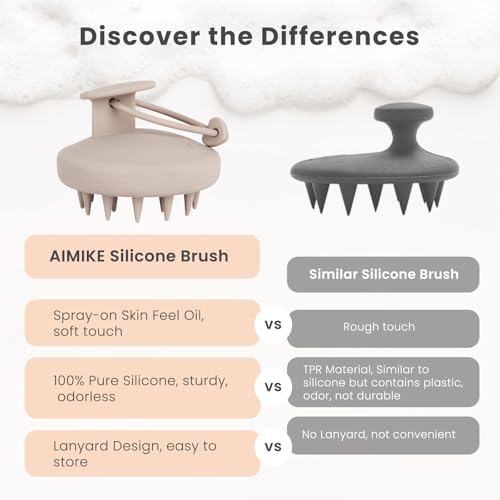 AIMIKE Scalp Massager Shampoo Brush, Soft Silicone Hair Scrubber - color: Morandi - Khaki