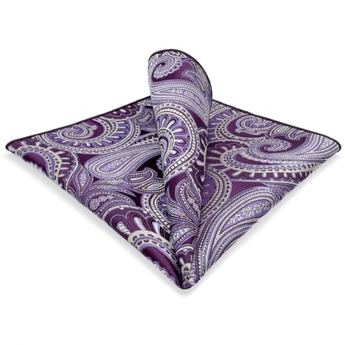 S&W SHLAX&WING Mens Pocket Square Paisley Multicolor Large for Business Wedding - color: Kh12
