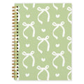 QUICQOD Cute Green Bow Spiral Notebook Journal for Women 5.5x8.3 Inch - color: Green2