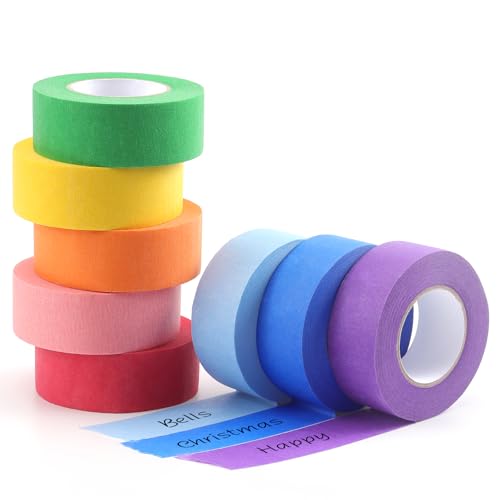 LONGKEY Colored Masking Tape Painters Tape 1 Inch X 20 Yards, 8 Rolls