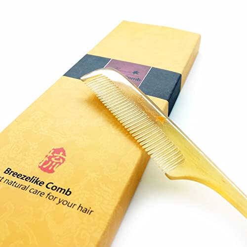 Breezelike Hair Comb for Women, Fine Tooth Tail Comb for Styling - color: Sheep Horn