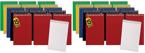 1InTheOffice Wirebound Memo Pads, 4" x 6", College, Assorted, 50 Sheets/Pad, (15 Pads) (Pack of 2) - size: 15 Pads (Pack of 2)