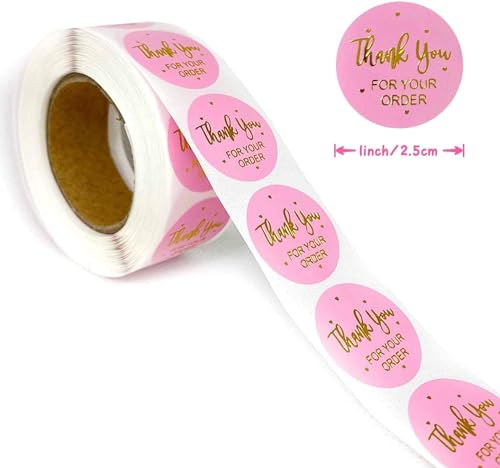 500pcs Pink Thank You Sticker Envelope Seal Scrapbook Sticker Heart Cute Round Stationery Label Stickers Labels, Indexes and Stamps