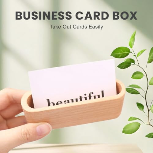 erioctry 2 Pack Wooden Business Card Holder Desktop Office Display Stand