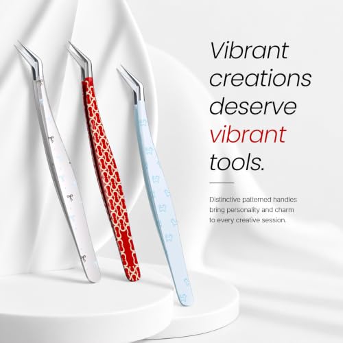 Craft Tweezers, Precision Tweezers with Leather Pouch for Stickers - color: Blue
