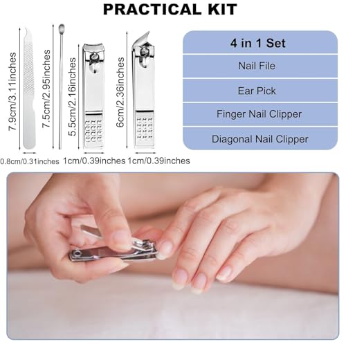 16 Sets Travel Manicure Set Professional Nail Clipper Kit Bulk,4 in 1 Adult Stainless Steel Travel Manicure Kit with Case Individually Wrapped Nail Clippers Bulk for Homeless,Hotel,Charity(4 Colors) - color: Multi Color