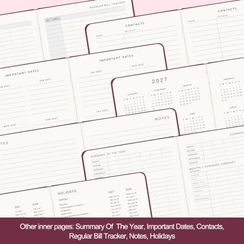 &And Per Se 2027 Planner, 12-Month Monthly & Weekly, 2027 Calendar Planner with 100gsm Paper, A5 Hardcover Faux Leather, 5.7" x 8" (Dark Red) - color: Dark Red, size: 5.7" x 8"(Jan 2027-Dec 2027)