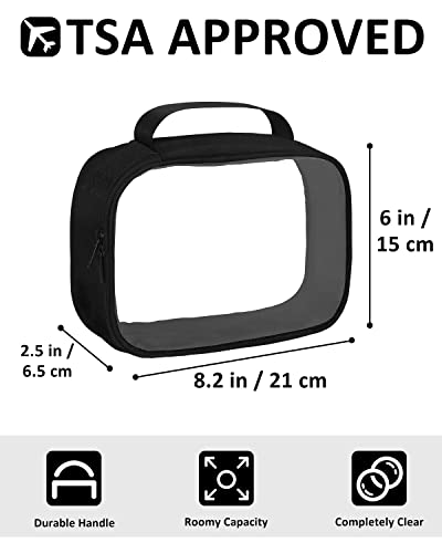 Moyad TSA Approved Toiletry Bag Clear Quart Size Travel Bags Makeup Bag - color: Black, size: 2 Pack, Handle