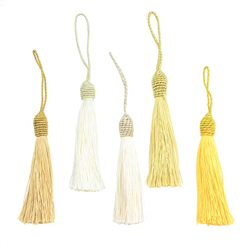 20pcs 6 Inch Silky Tassels with Chinese Knot for DIY Crafts(M-Yellow) - color: Mixed Yellow
