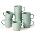 famiware Coffee Mugs Set of 8, Milkyway 13 oz Ceramic Cup Set with Handle - color: Milkyway-Light Green, size: 8 Count (Pack of 1)
