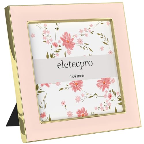eletecpro 4x4 Enamel Picture Frame with Real Glass Cover, Pink, 2-Pack - color: Pink, size: 4x4