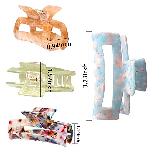 Magicsky Hair Claw Clips For Women Thick Thin Hair Updos, Medium Motley - color: L. Blue, Green, Brown, Motley, size: 1 Count (Pack of 4)