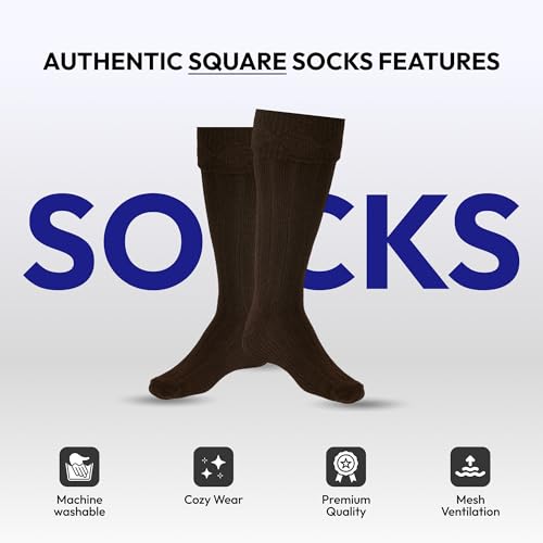 Scottish Bubbles And Square Kilt Hose for Men, Ribbed Socks for USA Shoe Sizes - color: Brown, size: Medium