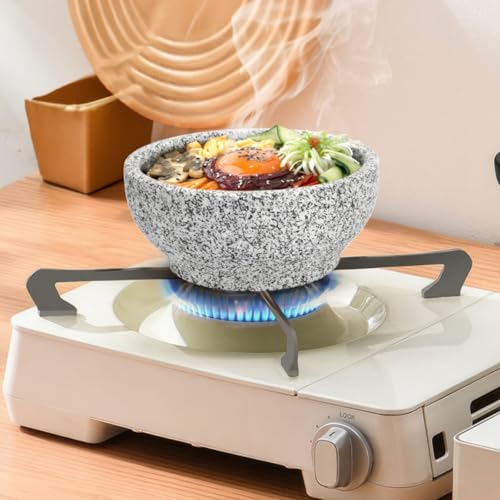 Dolsot Bibimbap Bowl with Wood Tray, 27 Oz Granite Stone Bowls - size: Medium