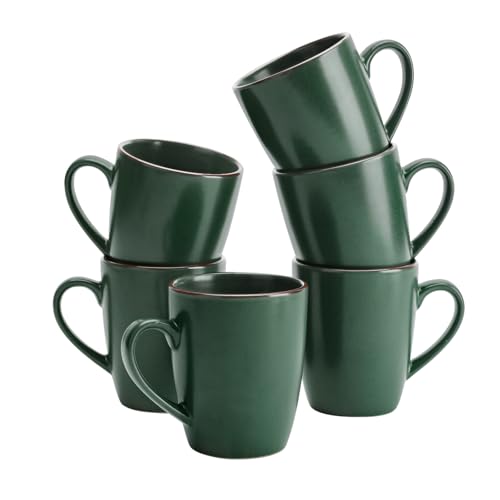 famiware Venus Coffee Mugs Set of 6, 13 oz Ceramic Stoneware Mug Cup Set - color: Dark Green, size: 6pcs