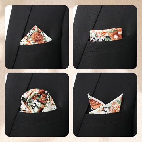 Cotton Floral Handkerchiefs for Men Wedding Evening Daily Work Prom - color: Brown,white,green,black