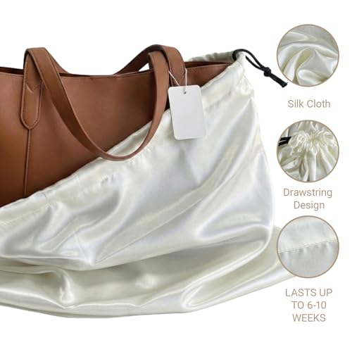 Q&J Fabric Co. 4 Pack Satin Dust Bag 15.7x19.7 inch + 19.7x23.6 inch Beige 100% Polyester Silk Bag Purse Dust Bag Shoe Bags for Closet Purse Protector Bag Dust Covers for Purses - color: Beige, size: 15.7"x19.7"+19.7"x23.6"