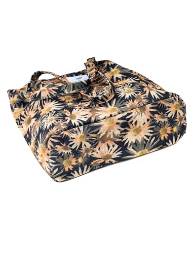 Corduroy Tote Bag Cute Tote Bags for Women Shoulder Bag with Inner Pocket for Work Beach Travel and Shopping Grocery - style: Small Sunflower