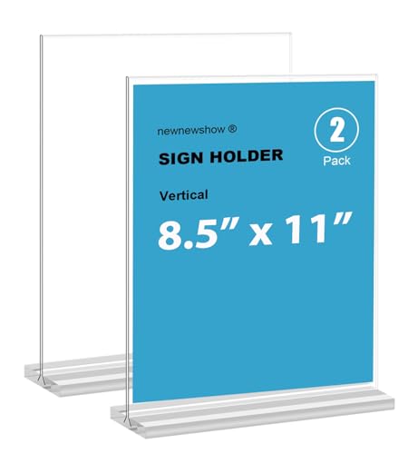 newnewshow 8.5x11 Clear Acrylic Sign Holder, Display Stand, Plastic Card Holder for Business, Office, Retail (2 Pack 8.5x11) - size: 2 Pack