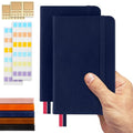 Pocket Dotted Notebook, 2-Pack Dot Grid Notebook, Dotted Journal with Stickers, 3.5" x 5.5" Hardcover, Small Mini A6 size, 160 Pages, 100 gsm Thick Paper, Navy Blue - color: Navy Blue