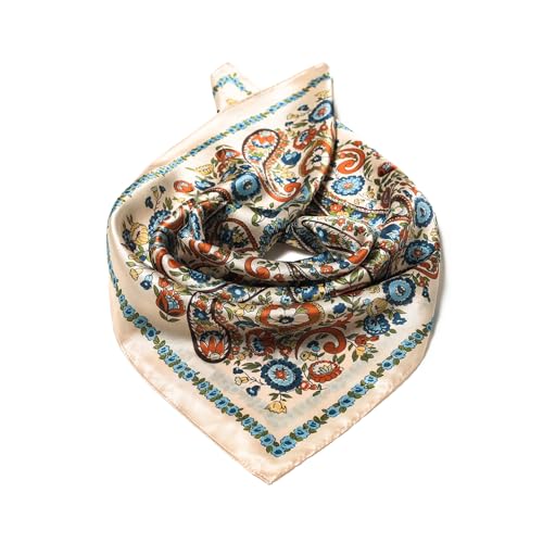 100% Mulberry Silk Scarf - 21" Square Lightweight Neckerchief, Gift Packed - color: White-4