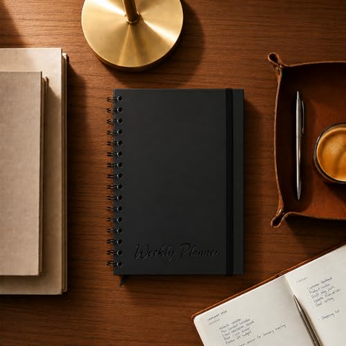 Nextnoid A5 Undated Weekly Planner with Goal & Habit Tracker, Spiral Black - color: a-Black, style: b-Weekly Undated