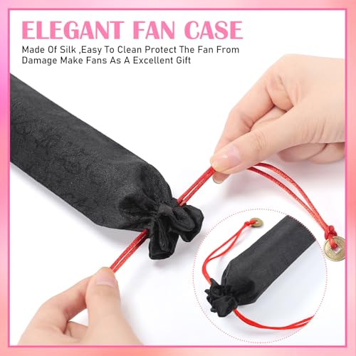 Maitys 4 Packs Large Folding Hand Fans, 13'', Pink - color: Pink