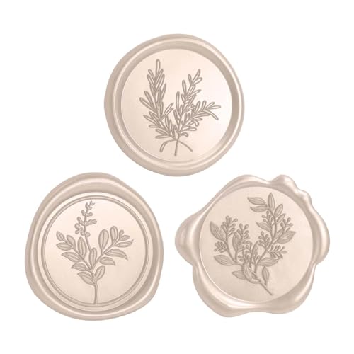 60 Pcs Wax Seal Stickers Set (3 Designs in 1 Pack) - Adhesive Backed Elegant Floral Designs for Wedding Invitation Envelope Seal Stickers Gift Wrapping (Champagne) - color: Champagne