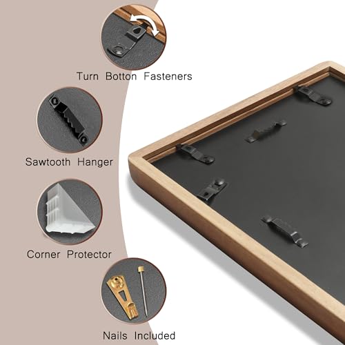 12x16 Picture Frame, USA-Sourced Natural Walnut Wood with Plexiglass, Handcrafted Rounded Corners, Matted to 8.5x11 Photo, Horizontal and Vertical Gallery Wall Poster Frame - color: Walnut, size: 12X16