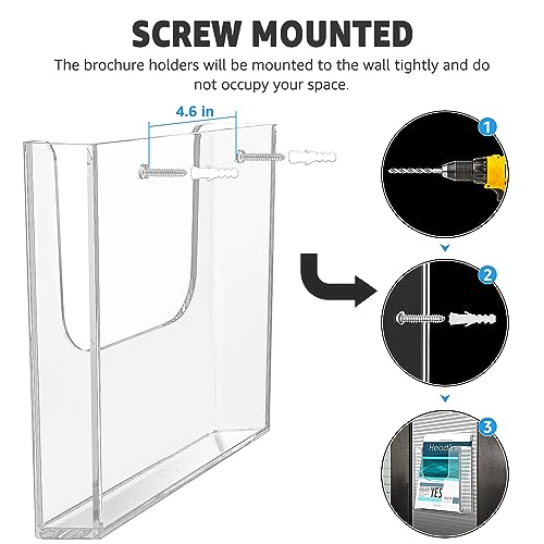 MaxGear Acrylic Brochure Holder 8.5x11 Wall Mount, 3 Pack - size: 8.5"x11"