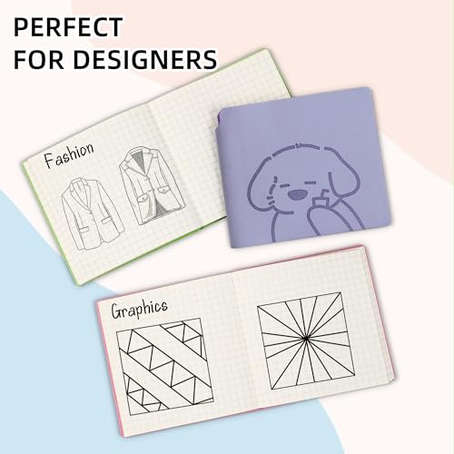 BOBO RABBIT 3 Pack Mini Grid Notebooks Pocket Size Graph Journal Total 600 Pages Compact Grided Notebook Small Softcover Vegan Leather Cartoon Puppy Dog Pattern Cute Notepads for Students Women Diary Writing Note Taking Lay Flat, 3.9"x3.9" Inner(Mini Squa