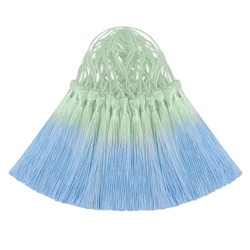 50Pcs 5 Inch Bulk Bookmark Tassel Kit for Graduation, Keychain(Green Blue) - color: Green&blue